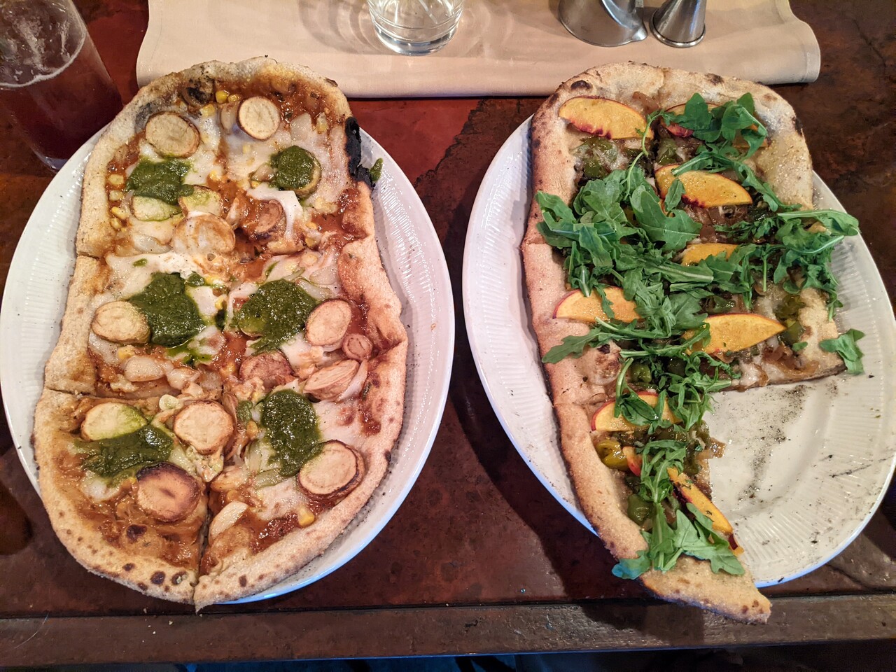 Photo of two delicious vegan pizzas